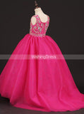 Fuchsia Little Girl Pageant Dresses,Sparkly Little Princess Gown,GPD0038