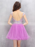 Fuchsia Sweet 16 Dresses,Open Back Sweet 16 Dress,Cute Sweet 16 Dress,SW00009