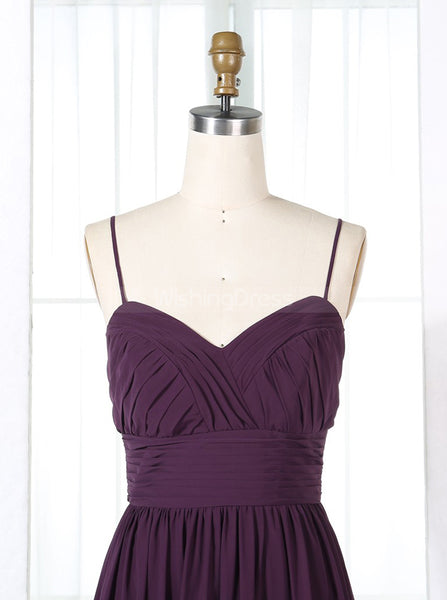 Grape Bridesmaid Dresses,Chiffon Bridesmaid Dresses,Bridesmaid Dress with Straps,BD00322