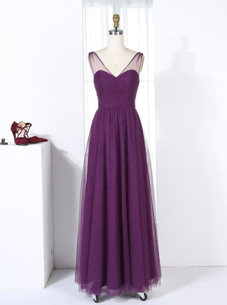 Grape Bridesmaid Dresses,Tulle Bridesmaid Dress,Long Bridesmaid Dress,BD00280
