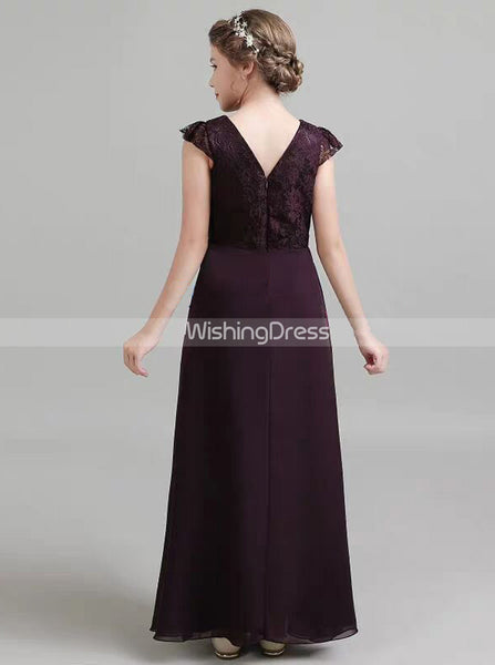 Grape Junior Bridesmaid Dresses,Chiffon Dress for Teens,JB00063