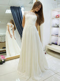 Ivory Chiffon Wedding Dress,Beach Wedding Dress,Cap Sleeves Wedding Dresses,WD00052