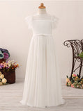 Ivory Flower Girl Dresses,Lace Junior Bridesmaid Dress with Cap Sleeves,FD00055