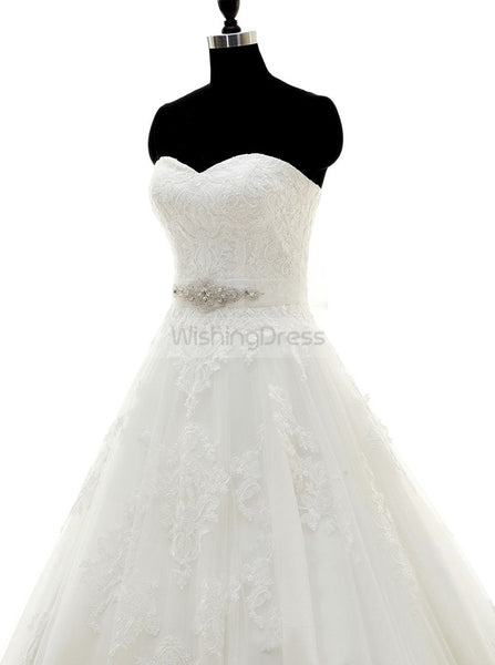 Ivory Wedding Dress with Belt,Princess Wedding Dresses,Sweetheart Wedding Dress,WD00252