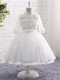 Lace Flower Girl Dresses,Flower Girl Dress with Sleeves,Princess Flower Girl Dress,FD00059