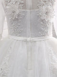 Lace Flower Girl Dresses,Flower Girl Dress with Sleeves,Princess Flower Girl Dress,FD00059