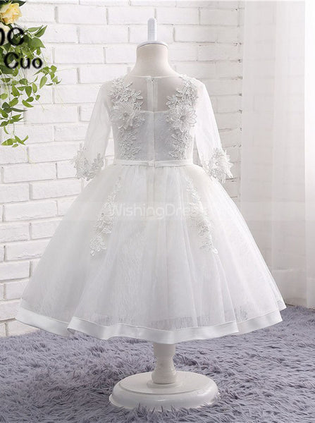 Lace Flower Girl Dresses,Flower Girl Dress with Sleeves,Princess Flower Girl Dress,FD00059