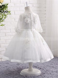 Lace Flower Girl Dresses,Flower Girl Dress with Sleeves,Princess Flower Girl Dress,FD00059