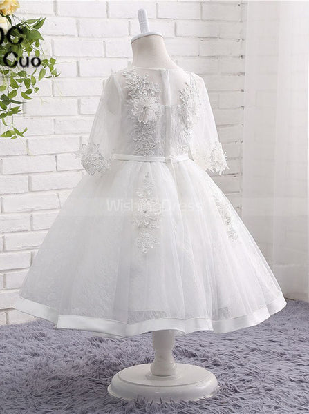 Lace Flower Girl Dresses,Flower Girl Dress with Sleeves,Princess Flower Girl Dress,FD00059