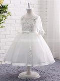 Lace Flower Girl Dresses,Flower Girl Dress with Sleeves,Princess Flower Girl Dress,FD00059