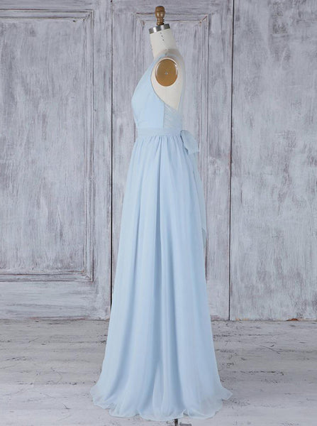 LightSkyBlue Bridesmaid Dresses,Chiffon Bridesmaid Dress,BD00346