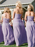 Lilac Bridesmaid Dress,Strapless Bridesmaid Dress,Long Chiffon Bridesmaid Dress,BD00112