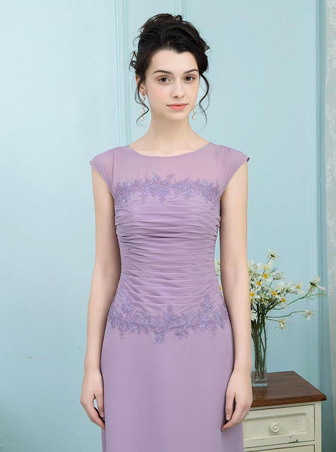 Lilac Mother of the Bride Dresses,Full Figure Mother Dress,Ruched Moth -  Wishingdress
