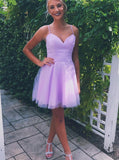 Modest Homecoming Dresses,Lilac Homecoming Dress,Tulle Homecoming Dress,HC00132