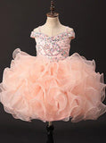 Lovely Little Girls Cupcake Dresses,Glitz Organza Ruffled Little Girls Cocktail Dress,GPD0046