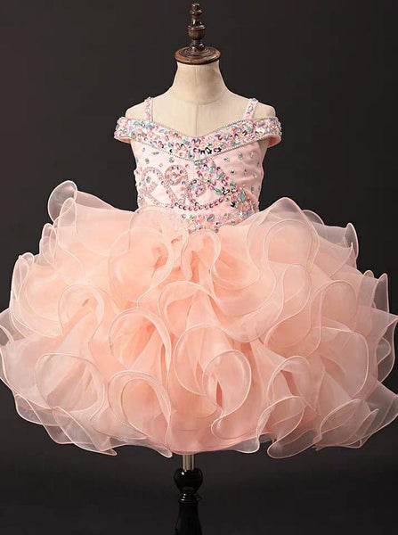 Lovely Little Girls Cupcake Dresses,Glitz Organza Ruffled Little Girls Cocktail Dress,GPD0046