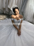 Luxurious Ball Gown Wedding Dress with Off the Shoulder Neckline,WD00655