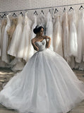 Luxurious Ball Gown Wedding Dress with Off the Shoulder Neckline,WD00655