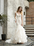 Mermaid Bridal Gown with Ruffled Skirt,Fabulous Wedding Gown,WD00492