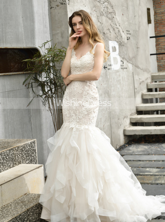 Convertible Mermaid Ruffle Wedding Gown 67354 Detachable Skirt – Viniodress