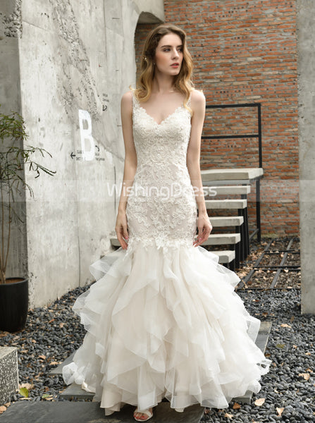 Mermaid Bridal Gown with Ruffled Skirt,Fabulous Wedding Gown,WD00492