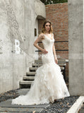 Mermaid Bridal Gown with Ruffled Skirt,Fabulous Wedding Gown,WD00492