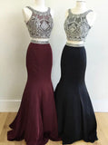 Mermaid Prom Dresses,Two Piece Prom Dress,Beaded Prom Dress,Unique Prom Dress,PD00209