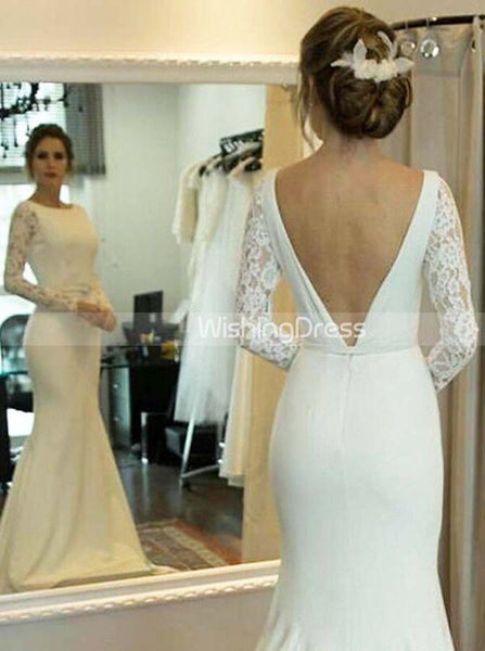 Mermaid Wedding Dress with Long Sleeves,Modest Bridal Dress,WD00444