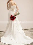 Mermaid Wedding Dress with Sleeves,Satin Bridal Dress,WD00455