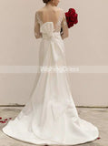 Mermaid Wedding Dress with Sleeves,Satin Bridal Dress,WD00455