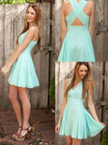 Mint Green Homecoming Dresses,Short Homecoming Dress,Chiffon Homecoming Dress,HC00055