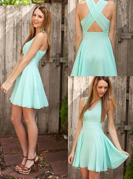 Mint Green Homecoming Dresses,Short Homecoming Dress,Chiffon Homecoming Dress,HC00055