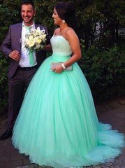 Mint Green Plus Size Prom Gowns Tulle Plus Size Prom Gown Sweetheart Plus Size Gowns PD00326