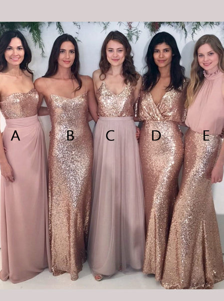 Mismatched Bridesmaid Dress,Sequined Bridesmaid Dress,Long Bridesmaid Dress,BD00177