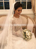 Modest Lace Wedding Dresses,Princess A-line Lace Wedding Dress with Sleeves,WD00614