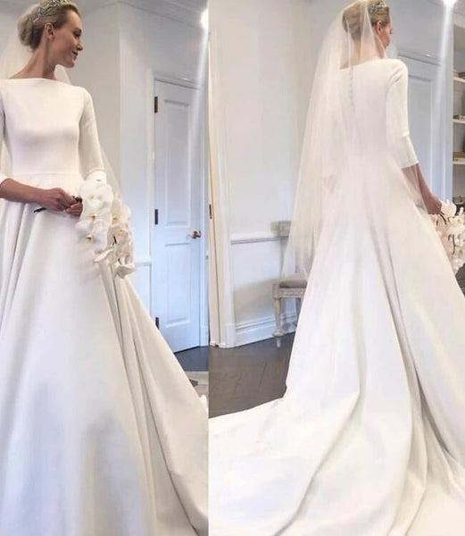 Modest Wedding Dress with Pockets,Wedding Dress with Sleeves,WD00628