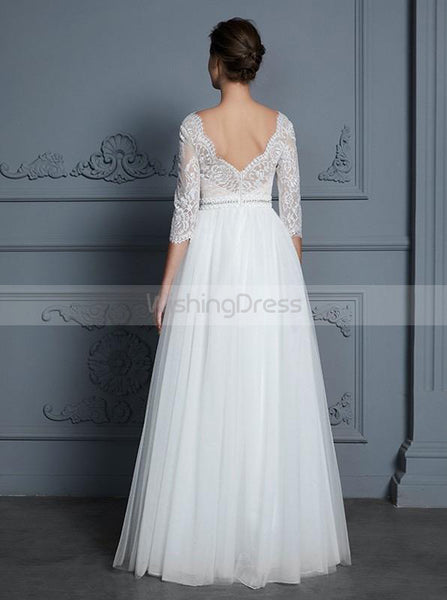 Modest Wedding Dresses,Wedding Dress with Sleeves,Floor Length Wedding Dress,WD00259