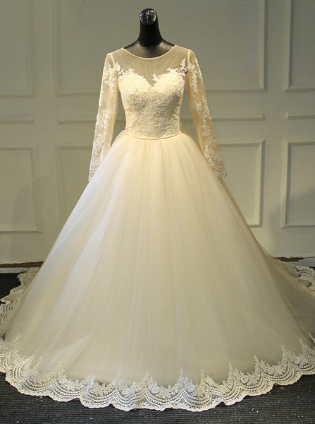 Modest Wedding Gown with Sleeves,Classic Wedding Gown,WD00392