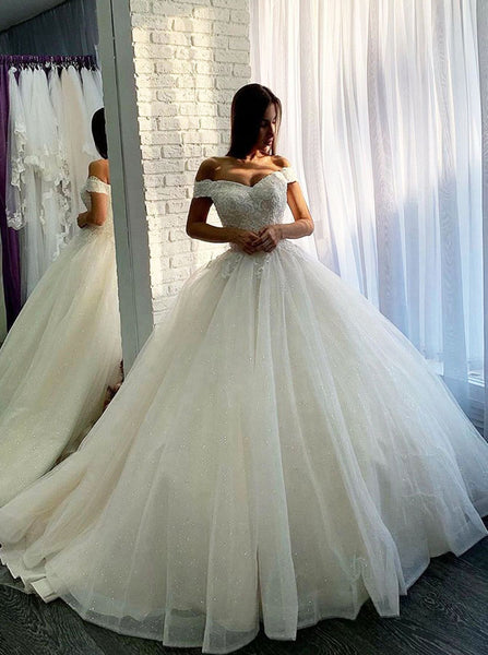 Off the Shoulder Ball Gown Wedding Dress,Princess Wedding Gown,WD00641