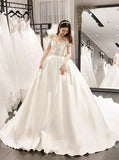 Off the Shoulder Ball Gown Wedding Dresses,Satin Wedding Gown,WD00456