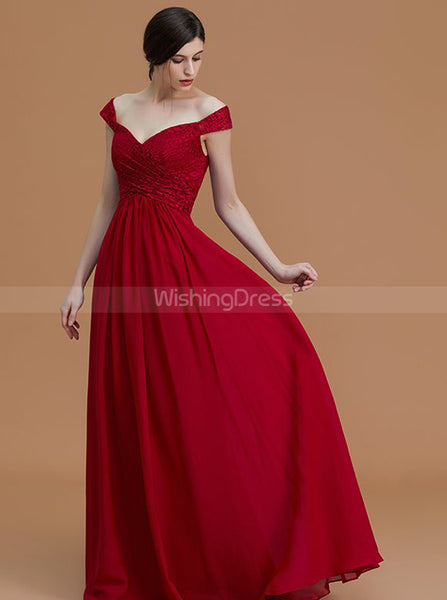 Off the Shoulder Bridesmaid Dresses,Chiffon Bridesmaid Dress,Empire Waist Bridesmaid Dress,BD00251