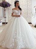 Off the Shoulder Wedding Gown,Princess Ball Gown Wedding Dress,WD00410