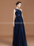 One Shoulder Bridesmaid Dress,Dark Navy Bridesmaid Dress,Long Bridesmaid Dress,BD00221