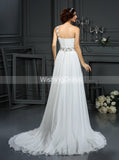 One Shoulder Wedding Dress,Chiffon Long Wedding Dress,Beach Wedding Dress,WD00287