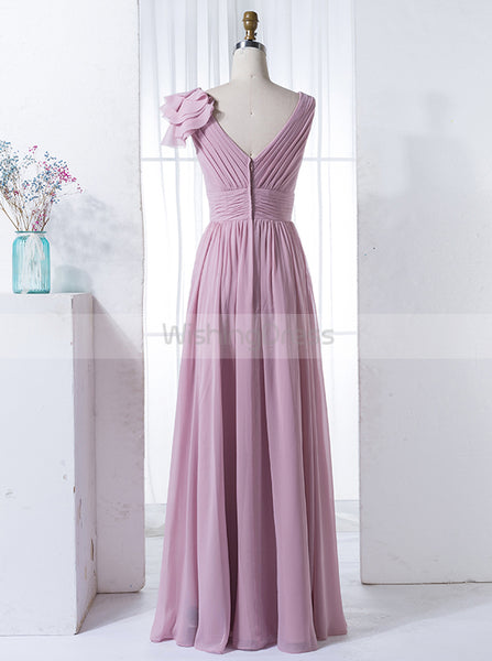 Pink Bridesmaid Dress,Chiffon Bridesmaid Dress,Long Bridesmaid Dress,BD00150