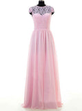 Pink Bridesmaid Dress with Sleeves,Long Bridesmaid Dress,Chiffon Bridesmaid Dress,BD00166