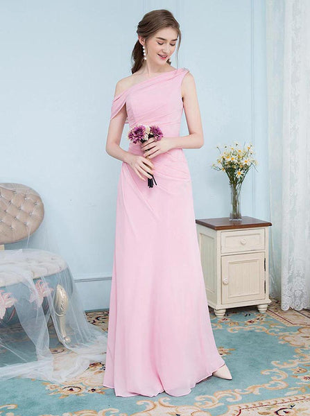 Pink Bridesmaid Dresses,Off the Shoulder Bridesmaid Dress,Long Bridesmaid Dress,BD00218
