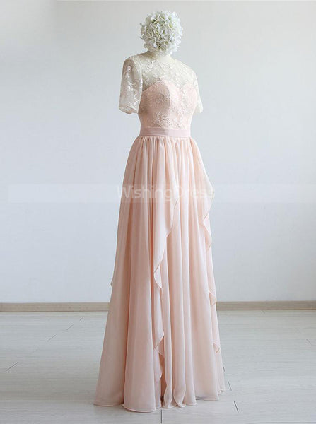 Pink Bridesmaid Dresses with Sleeves,Elegant Bridesmaid Dress,BD00340