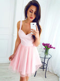 Pink Homecoming Dresses,Modest Homecoming Dress,Short Homecoming Dress,HC00011