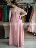 Pink Plus Size Prom Dresses,Long Plus Size Prom Dress,Chiffon Plus Size Dresses,PD00251